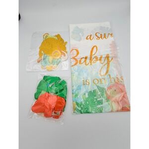 Dinosaur Baby Shower Decorations Set Banner Balloons Glitter Topper Boy Theme